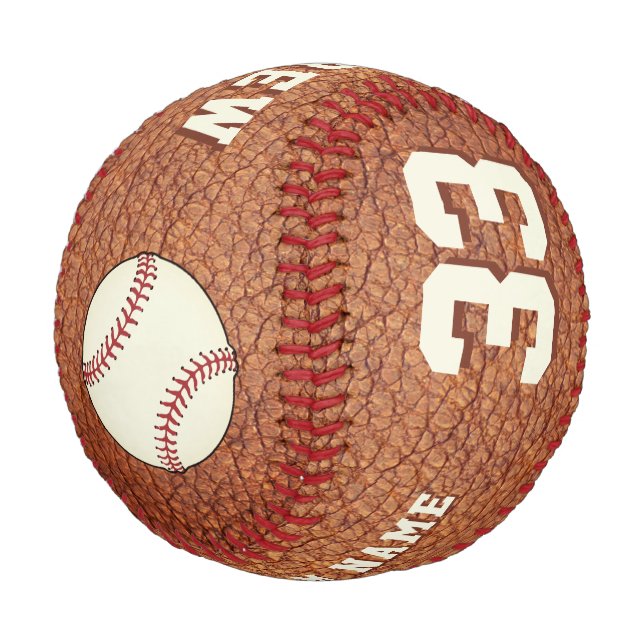 Name des Teams für Leather Print Player Baseball (Schrägansicht)