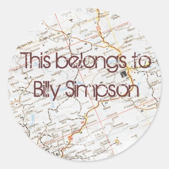 Name des Tellers Runder Aufkleber (Vorderseite)