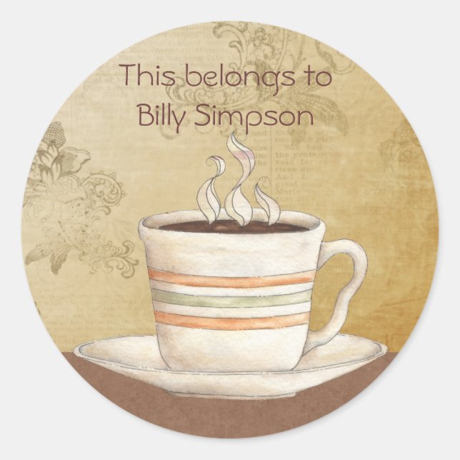 Name des Tellers Runder Aufkleber (Vorderseite)