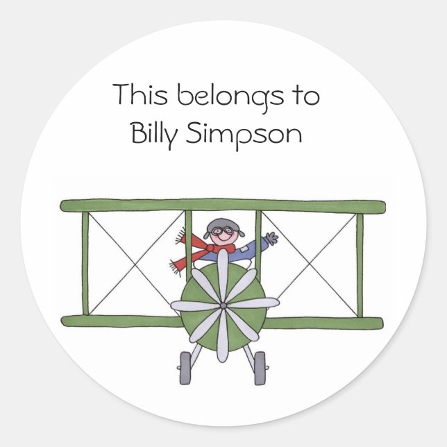 Name des Tellers Runder Aufkleber (Vorderseite)