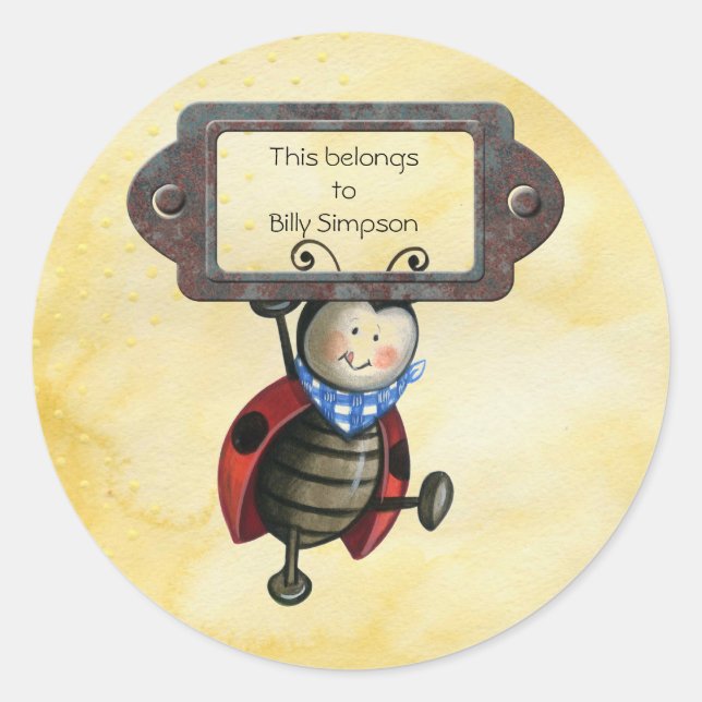 Name des Tellers Runder Aufkleber (Vorderseite)