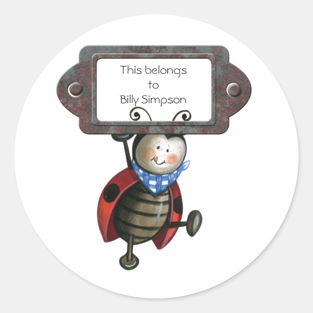 Name des Tellers Runder Aufkleber (Vorderseite)