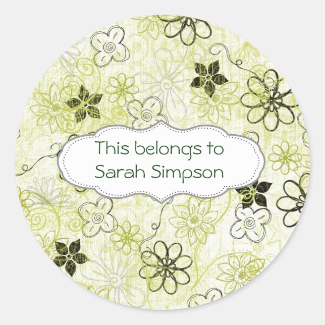Name des Tellers Runder Aufkleber (Vorderseite)