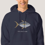 Name des Thunfischboots Hoodie<br><div class="desc">Spaß Thunfisch mit einem frechen Lächeln,  perfekt für diejenigen,  die Fisch,  Essen und Angeln mögen. Originelle Kunst von Nic Squirrell. Ändern Sie den Namen oder Text des Bootes,  um ihn zu personalisieren.</div>