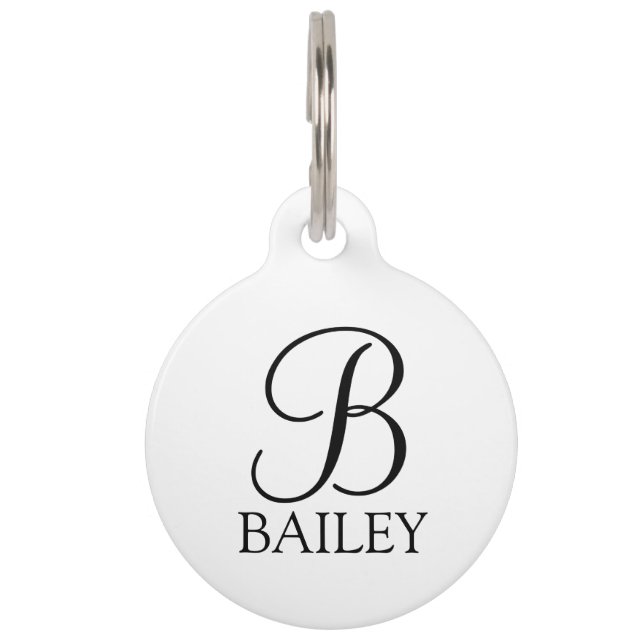 Name des Tieres, Monogramm mit QR-Code des Besitze Haustiermarke (Vorderseite)