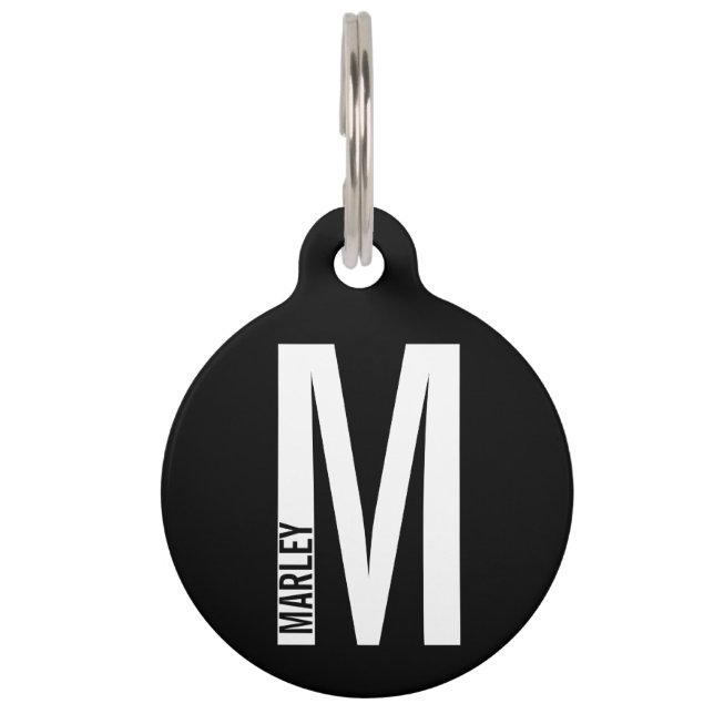 Name des Tieres und Monogramm mit QR-Code Haustiermarke (Vorderseite)
