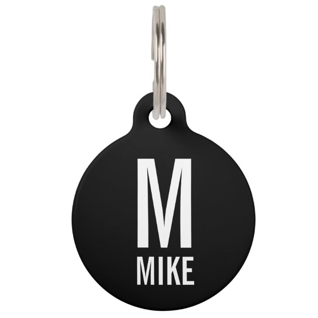 Name des Tieres und Monogramm mit QR-Code Tiermarke (Vorderseite)