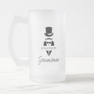 Name des Trauzeugen Tuxedo Oberer Hut Mattglas Bierglas