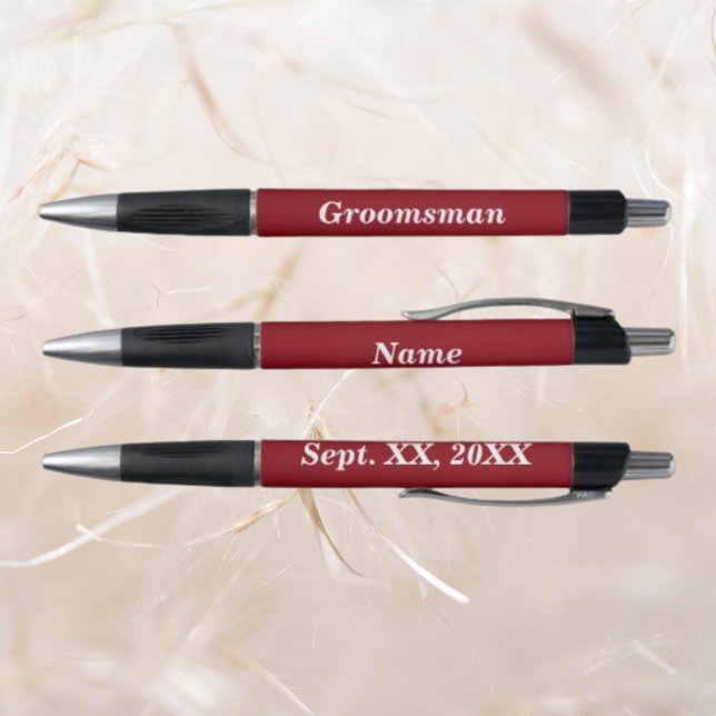Name des Trauzeugen und Datum des Gummiriemens Kugelschreiber (Name of Groomsman and Date Rubber Grip Pen)