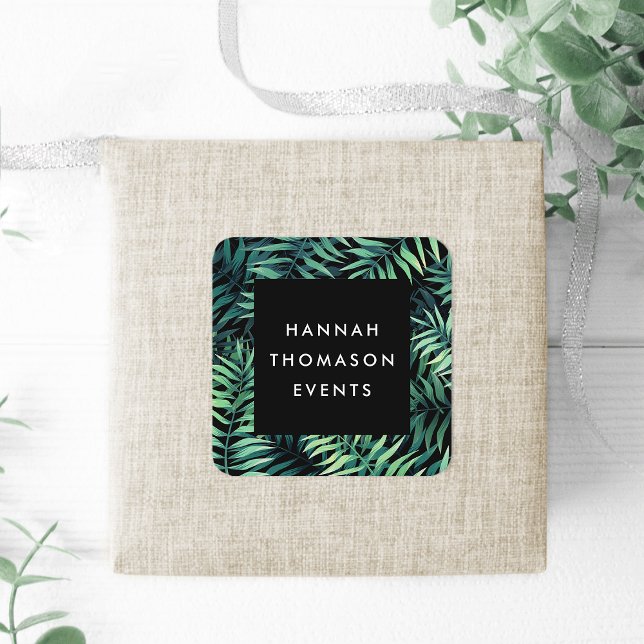 Name des tropischen botanischen Unternehmens Quadratischer Aufkleber (Von Creator hochgeladen)