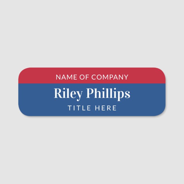 Name des Unternehmens Clean Red & Blue Namensschild (Vorderseite)