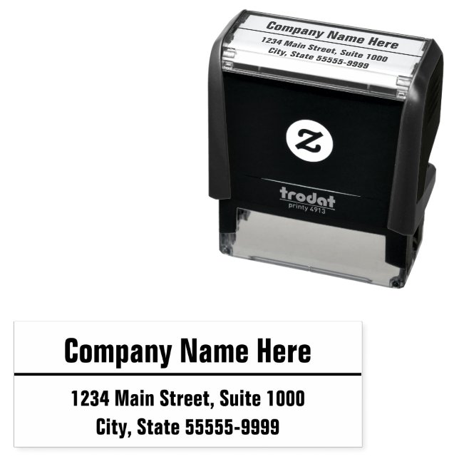 Name des Unternehmens Fett Schriftart Vorlage Rück Permastempel (Beispiel)