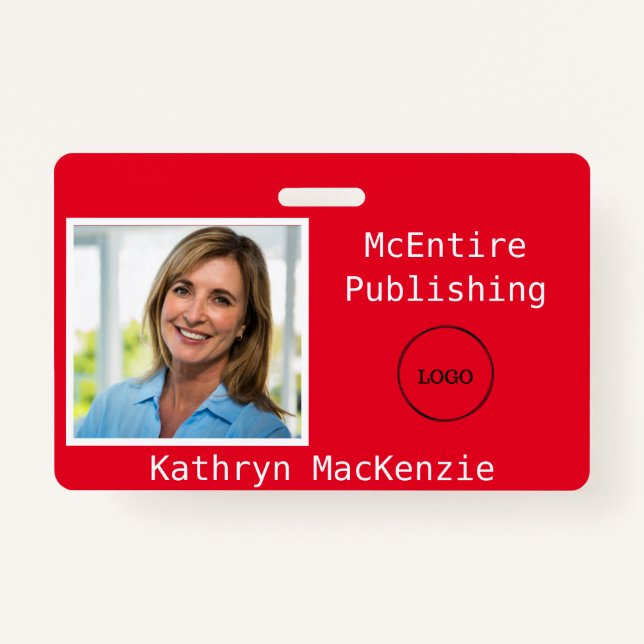 Name des Unternehmens Foto Rotes Logo Ausweis (Vorderseite)