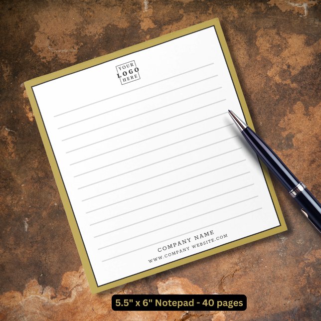 Name des Unternehmens für kundenspezifische Firmen Notizblock (Custom Business Logo Company Name Gold Border Notepad
)