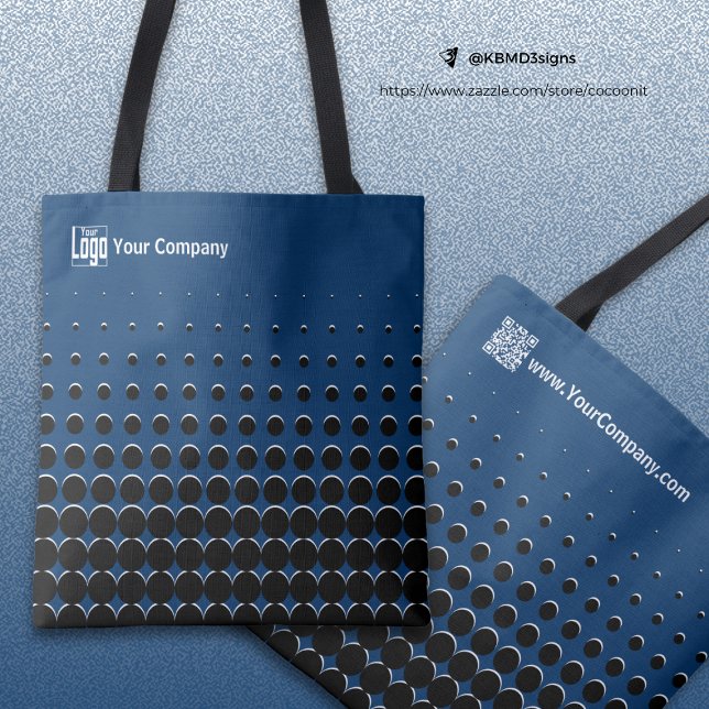 Name des Unternehmens QR-Code Blaue Schwarz-weiße  (Company Logo Name QR-Code Blue Black White Dots Tote Bag)