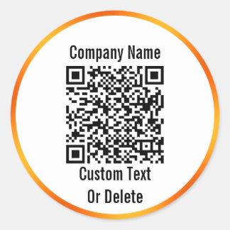 Name des Unternehmens Schwarz-weiß Orange QR Runder Aufkleber