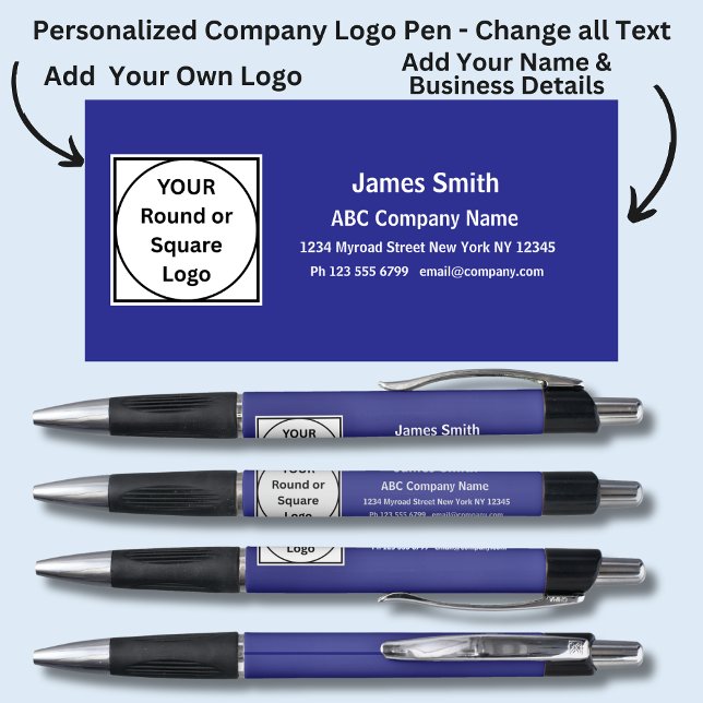 Name des Unternehmens White on Royal Blue, Kugelschreiber (Von Creator hochgeladen)