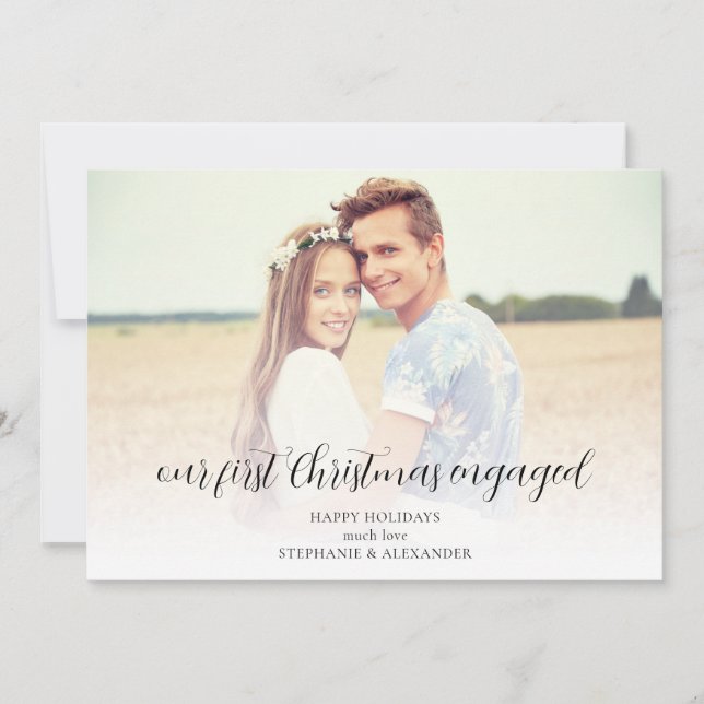 Name des Verlobten Fotos Feiertagskarte (Vorderseite)