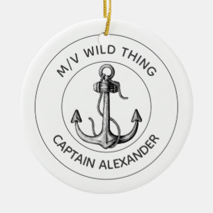 Name des Vintagen Anchor Speedboat Kapitän Nautic Keramik Ornament