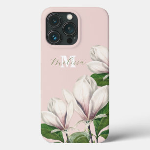 Name des Vintagen Blumenmagnolis Rosa Monogramm Case-Mate iPhone Hülle