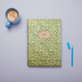 Name des Vintagen gelben und grünen Blattmusters Notizbuch