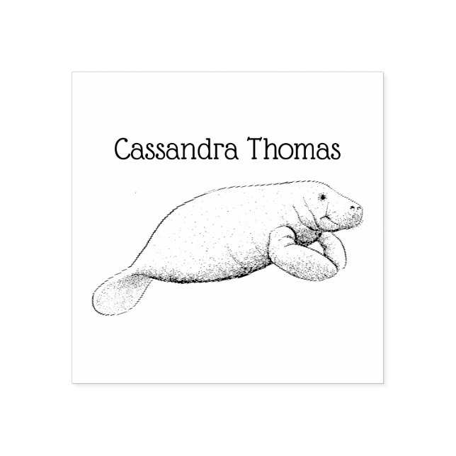 Name des Vintagen Manatees Zeichnend Gummistempel (Prägung)