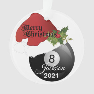 Name des Weihnachtsmannmütze-Billard-Entwurfs- Ornament
