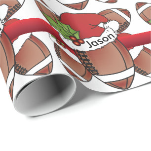 Name des Weihnachtsmannmütze-Weihnachtsfußball- Geschenkpapier