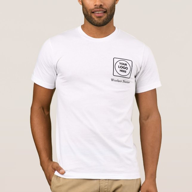 Name des weißen benutzerdefinierten Mitarbeiternam T-Shirt (Vorderseite)