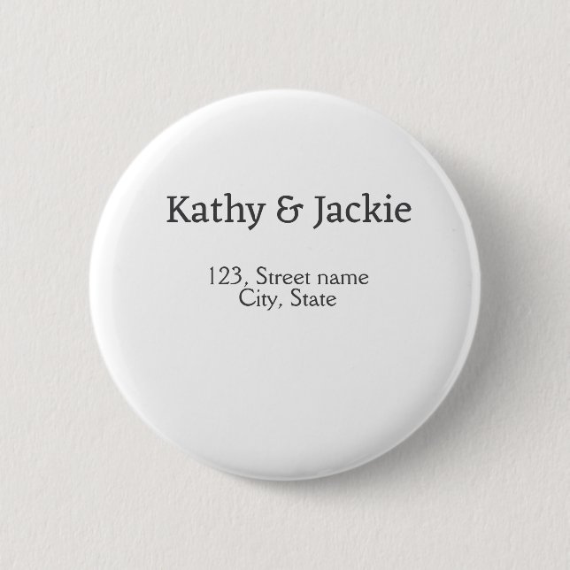Name des weißen Pärchens Stadt Staat Button (Vorderseite)