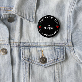 Name des weltbest Teacher Assistant Heart Apple Button
