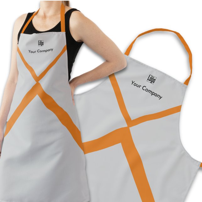 Name des Werbeunternehmens Orange Accents Gray Schürze (Von Creator hochgeladen)