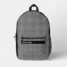 Name des Werbungsunternehmens mit schwarzen und we Bedruckter Rucksack