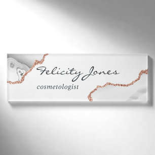 Name des White and Rose Gold Agate Namenschild