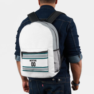 Name des White Midnight Green Silver Sports Team Bedruckter Rucksack