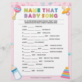 Name dieses Baby-Liedes [Baby Basics Pink] Briefbogen