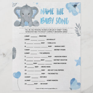 Name dieses Babyliedes [Baby Elephant [blau] Briefbogen