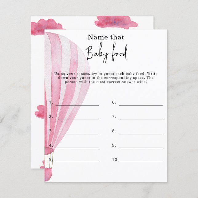 Name dieses Babynahrung - Baby-Dusche-Spiel (Vorne/Hinten)