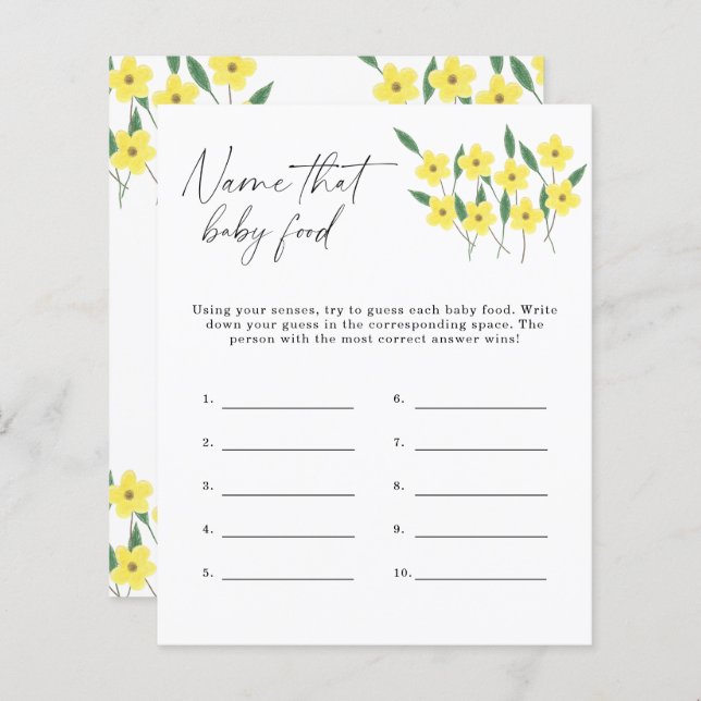 Name dieses Babynahrung-Duschspiels - Wildblumen (Vorne/Hinten)