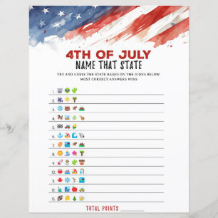 Name dieses Staat Icon 4. Juli Party Game