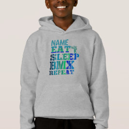 Name Eat Sleep BMX Wiederholen Blue Text Bike Ride Hoodie