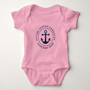 Name eines Mädchens, nautischer Marineanker, Seil, Baby Strampler