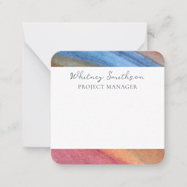 Name Einfach Abstrakt braun & blau hinzufügen Mitteilungskarte (Vorderseite)