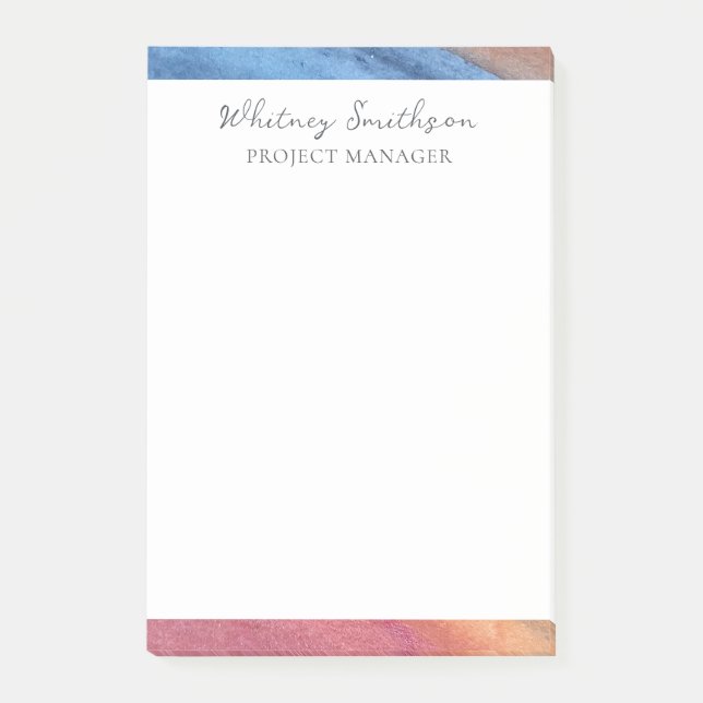 Name Einfach Abstrakt braun & blau hinzufügen Post-it Klebezettel (Vorderseite)