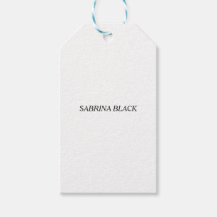 Name Einfach Modern Minimalistisch Einfach Weiß Geschenkanhänger