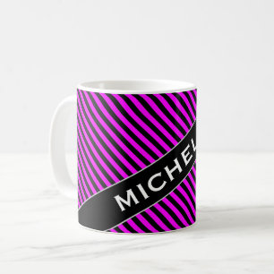 Name + Einfache Fuchsie u. schwarze Kaffeetasse
