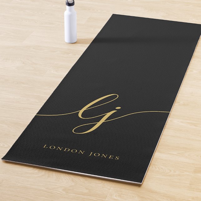 Name einfache Kalligrafie Black Gold Yogamatte (Von Creator hochgeladen)