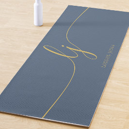 Name einfache Kalligrafie Navy Blue Gold Yogamatte