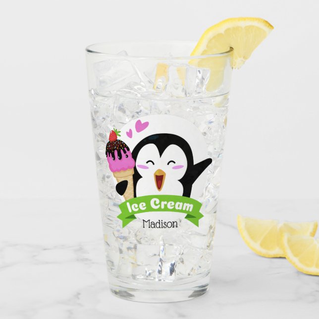 Name-EiscremePenguinliterglas Glas (Rückseite Ice)