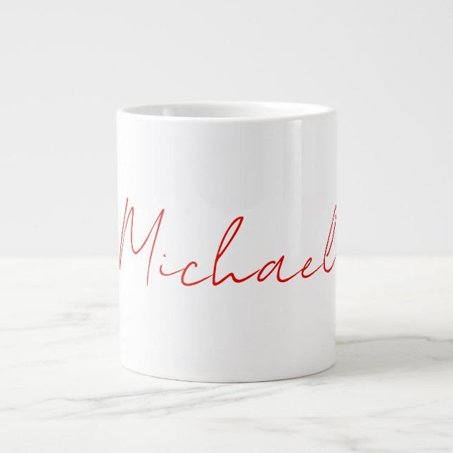 Name Elegant Creative Callgraphy Red White hinzufü Jumbo-Tasse (Vorderseite)